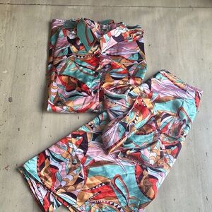 Grass-Fields 2-piece top and shirt wrap set